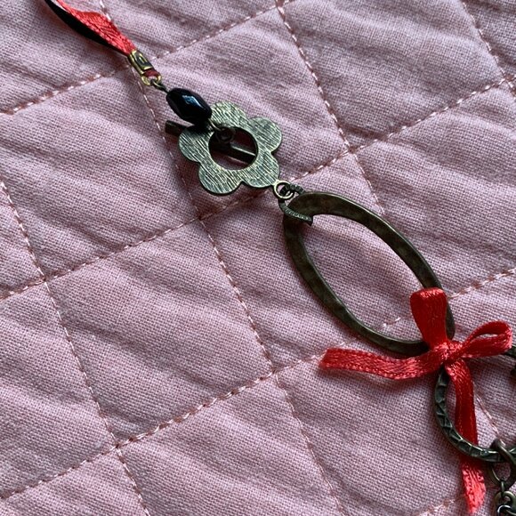 Handmade - Red & Black Little dress Charm Necklace – Asymmetrical Mixed-Media - Picture 7 of 9